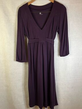 Gap Dress Women’s Sz M Purple Rayon Long Sleeves Waist Tie